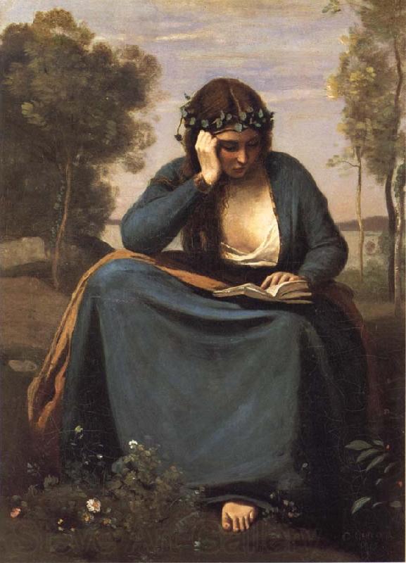 Corot Camille Reader crowned of flowers or The Muse of virgil France oil painting art